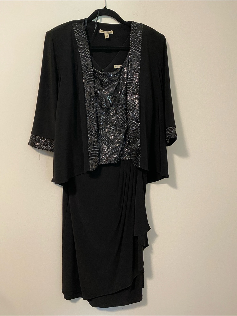 Black Sequin Trim Maxi Dress with Jacket
